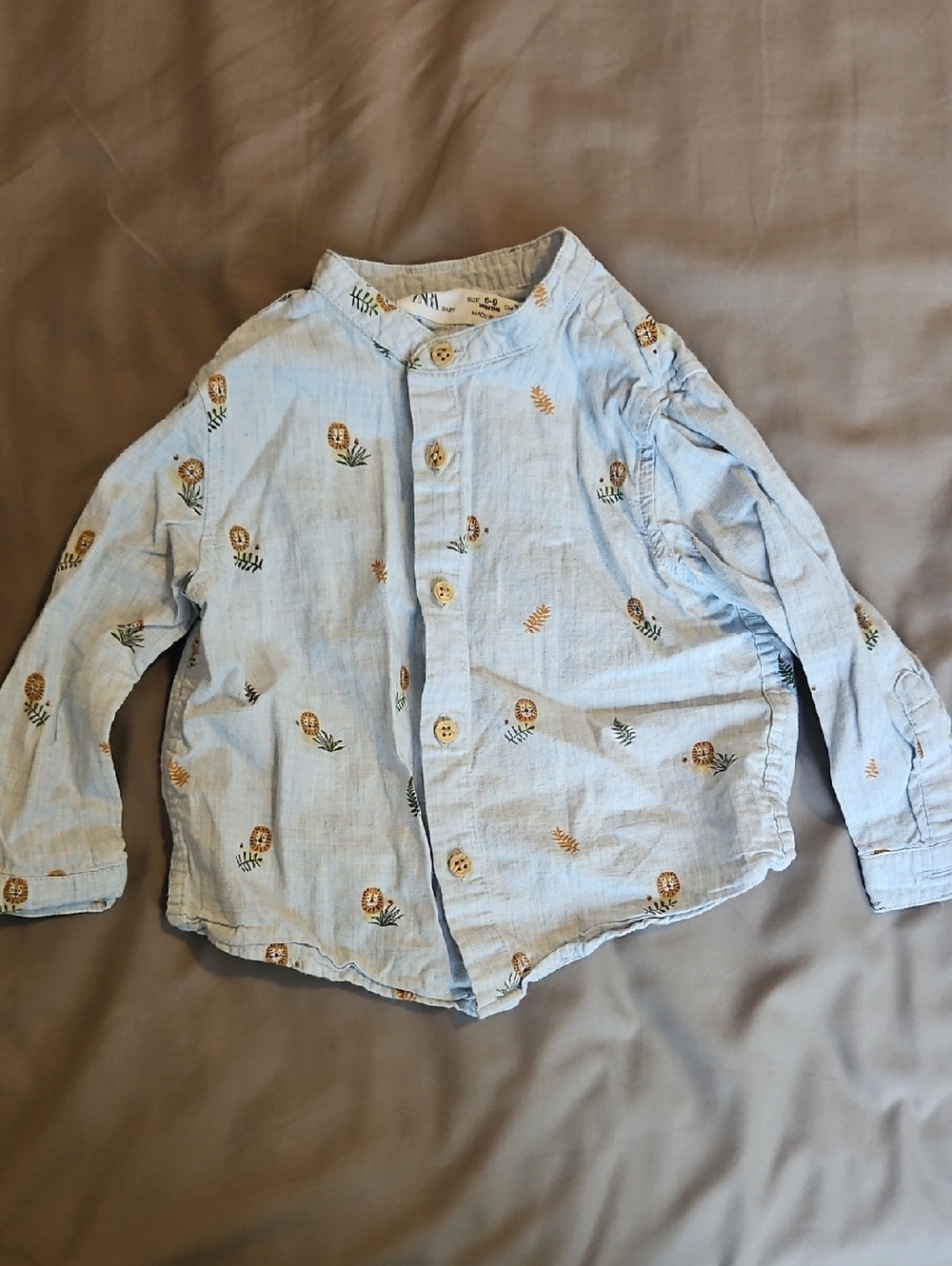 Zara Light Blue Floral Button-Down Shirt
